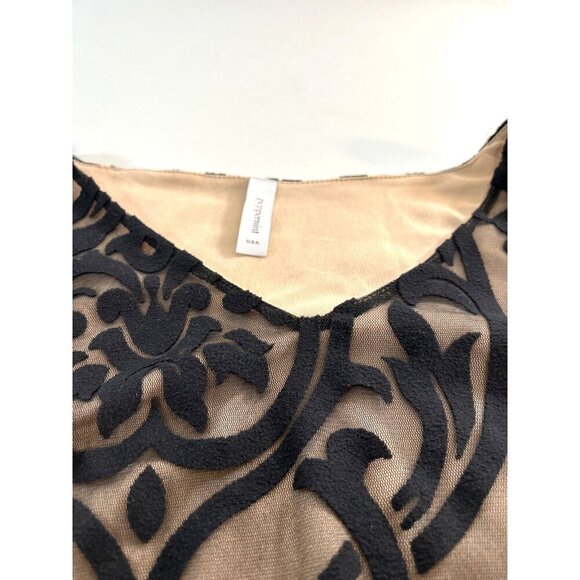 Peppermint USA Top Womens Size S Black/Tan Lined Lace Bell Sleeves Tunic - Picture 6 of 8